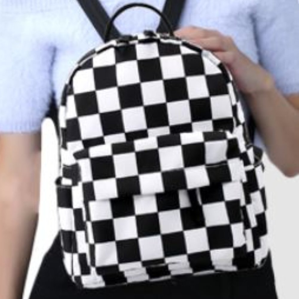 Loomiloo Mini Backpack B + W Check Design - NWT